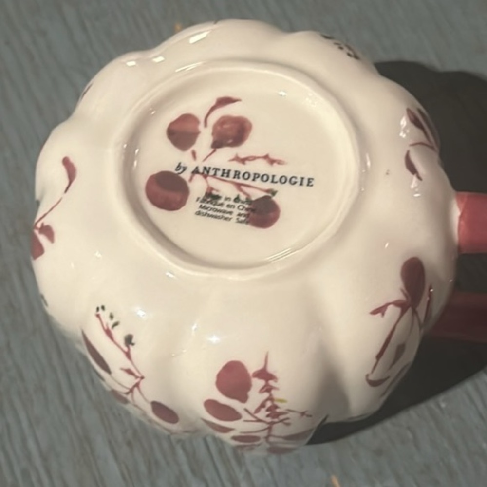 Anthropologie Floral Pumpkin- Shaped mug NWT in Wine - Picture 10 of 10